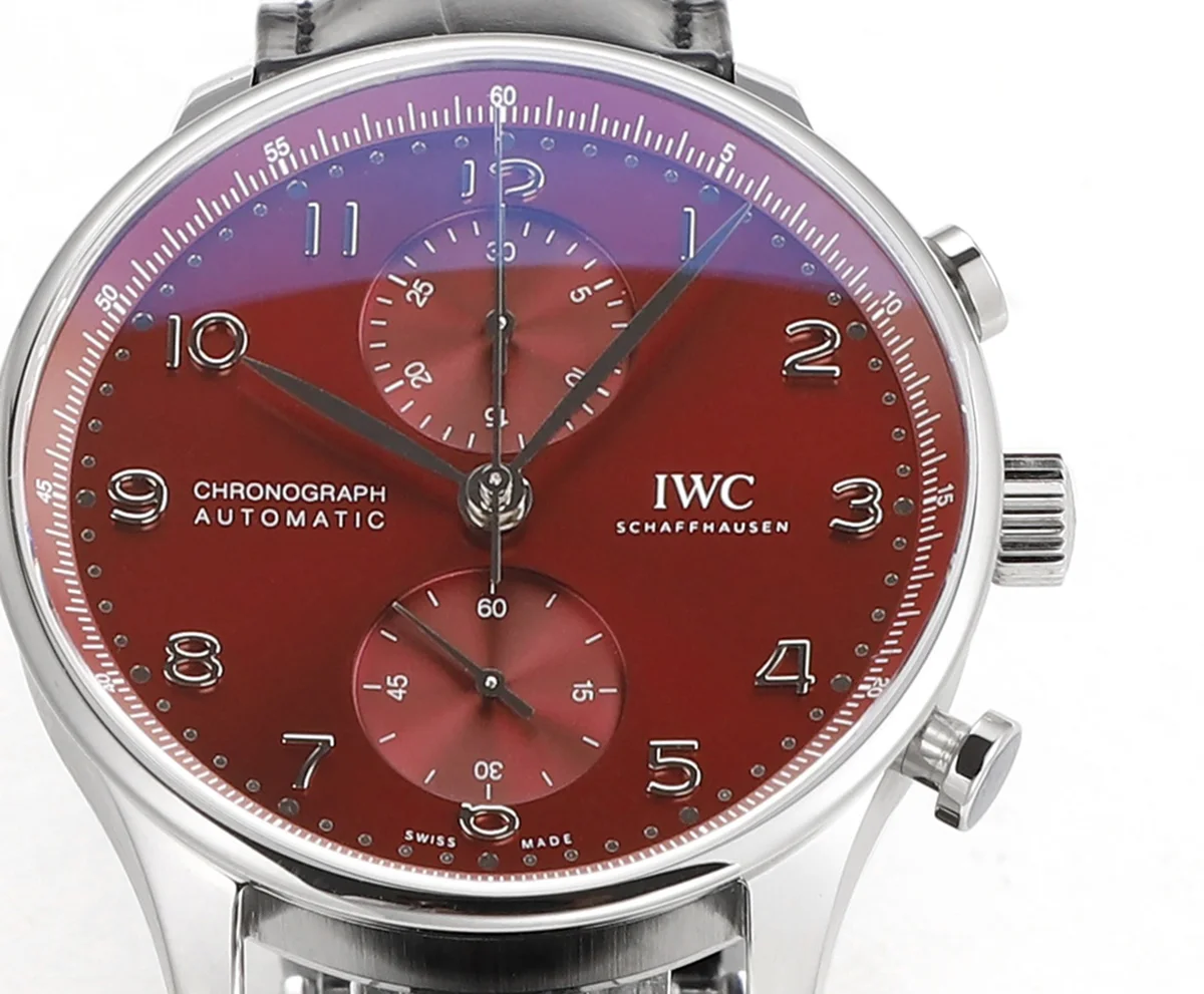 Portugieser Chronograph IW371616 Red Dial in Steel