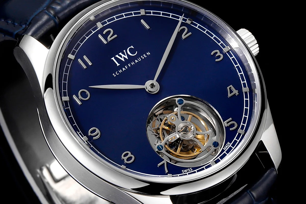 Portugieser Hand-Wound Tourbillon Blue Dial in Steel IW5458