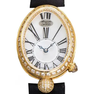 Reine de Naples in Yellow Gold 8928BA Black Leather Strap