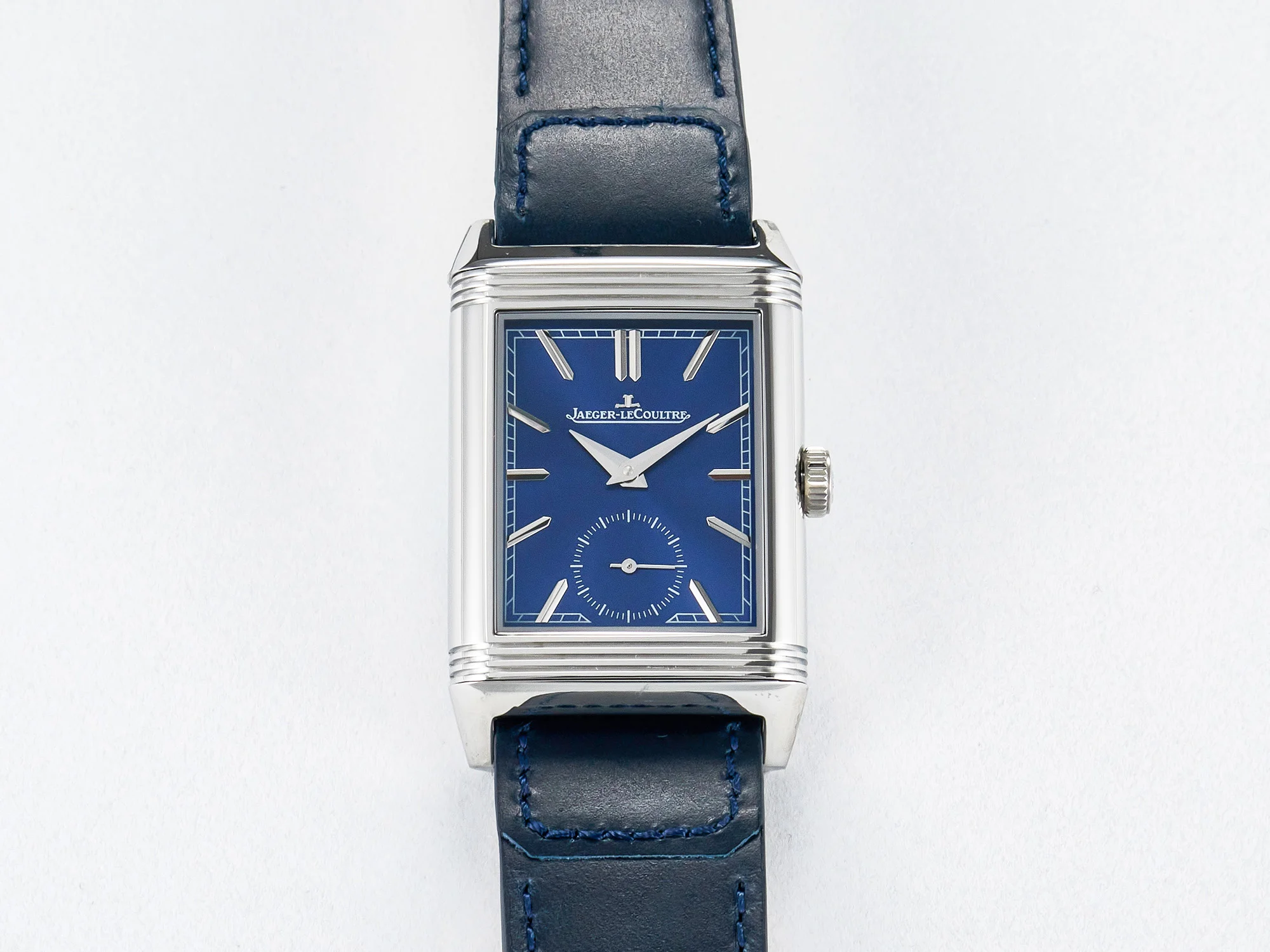 Reverso Tribute Duoface Small Seconds SS MGF Best Edition Blue Dial on Blue Leather Strap A854A