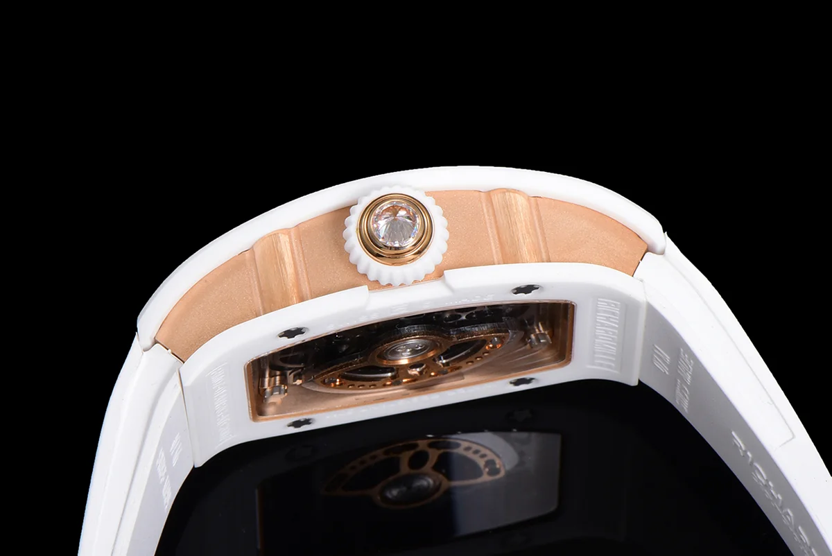 RM 007 Automatic Ladies White Ceramic Red Lips Diamond