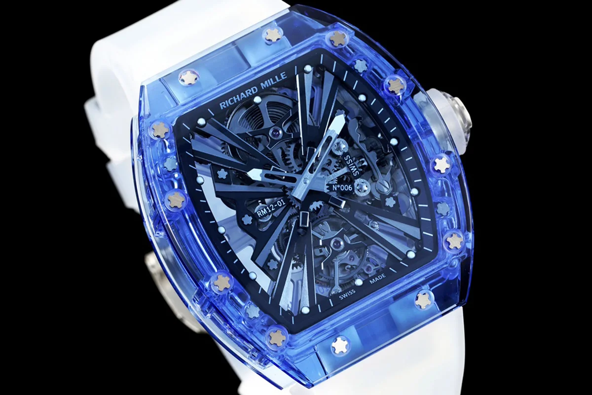 RM 012-01 Tourbillon Blue Sapphire on Transparent Rubber Strap
