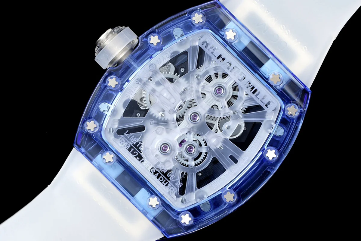 RM 012-01 Tourbillon Blue Sapphire on Transparent Rubber Strap