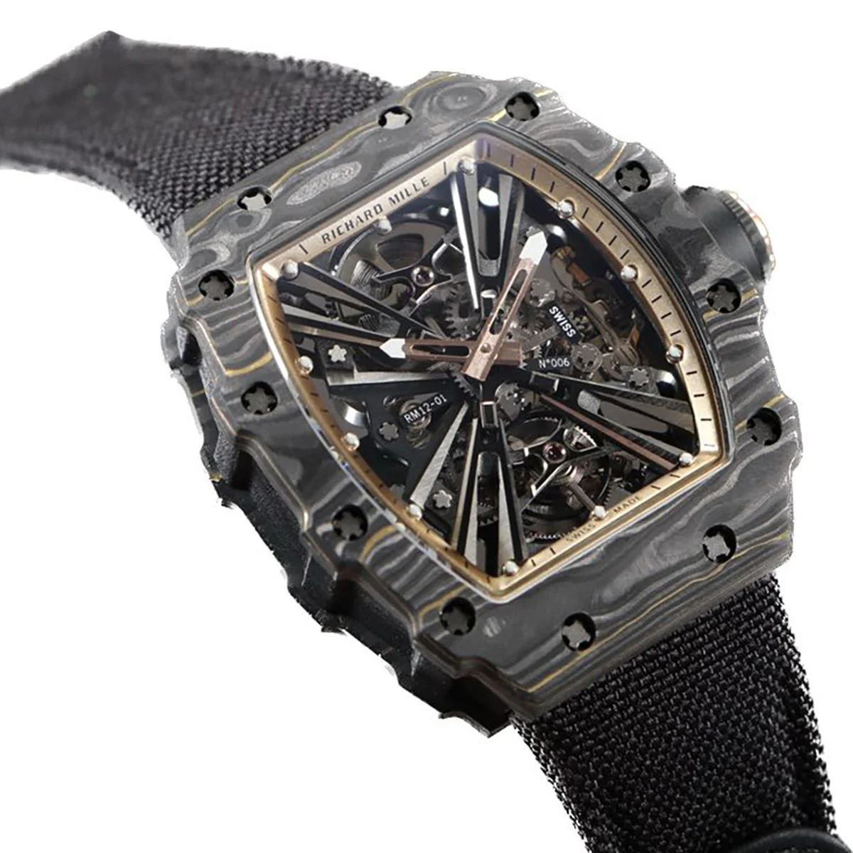 RM 012-01 Tourbillon NTPT Carbon on Black Nylon Strap
