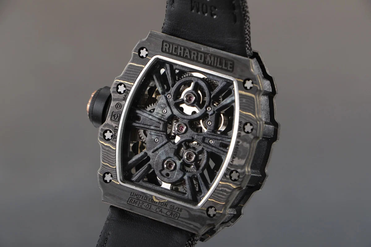 RM 012-01 Tourbillon NTPT Carbon on Black Nylon Strap