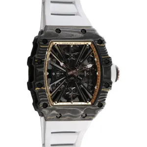 RM 012-01 Tourbillon NTPT Carbon on White Rubber Strap