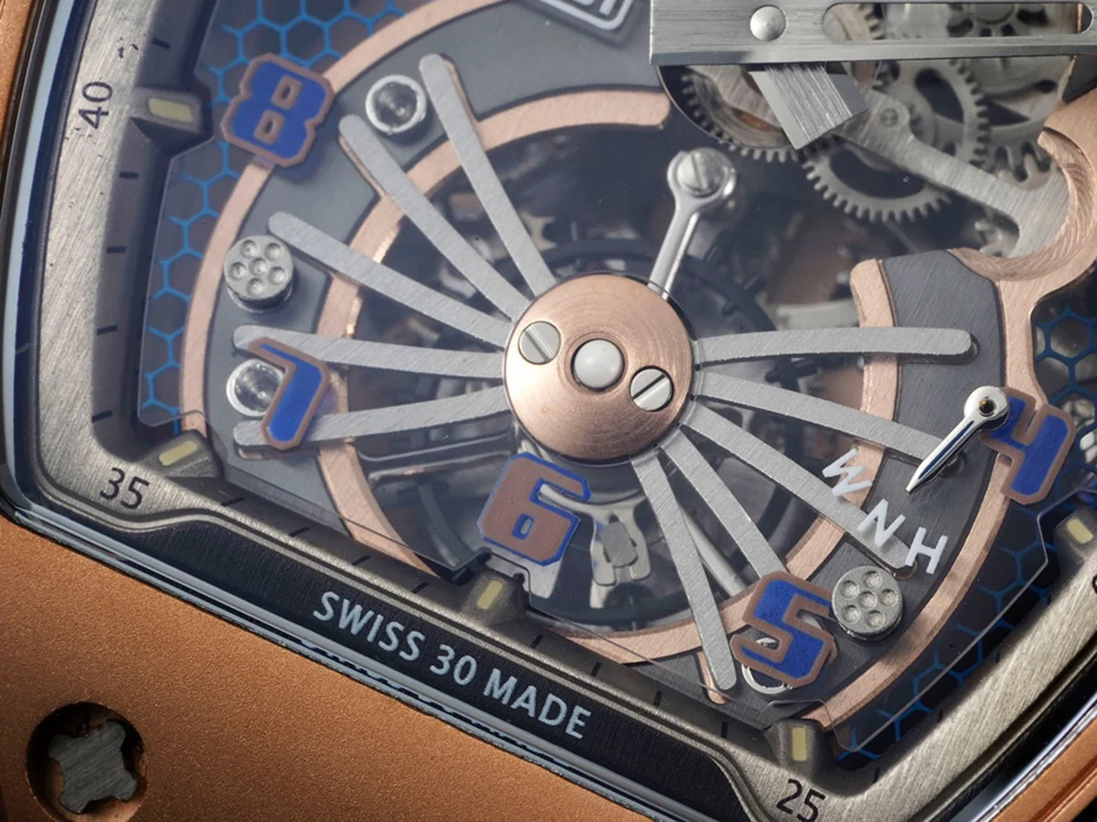 RM 021-01 Tourbillon Aerodyne in Rose Gold on White Rubber Strap