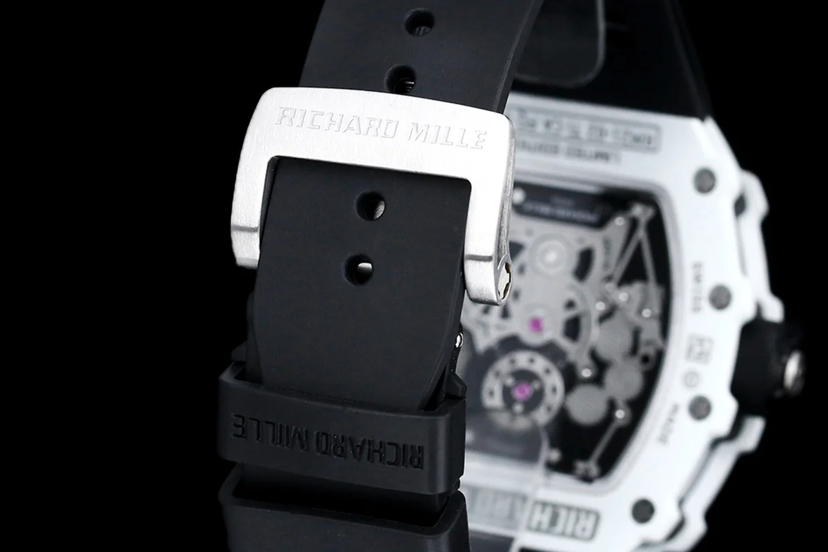 RM 021-02 Tourbillon Aerodyne on White Quartz on Black Rubber Strap