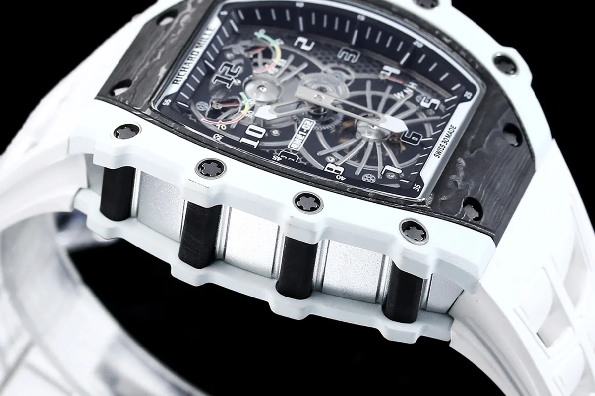 RM 021-02 Tourbillon Aerodyne on White Quartz on White Rubber Strap
