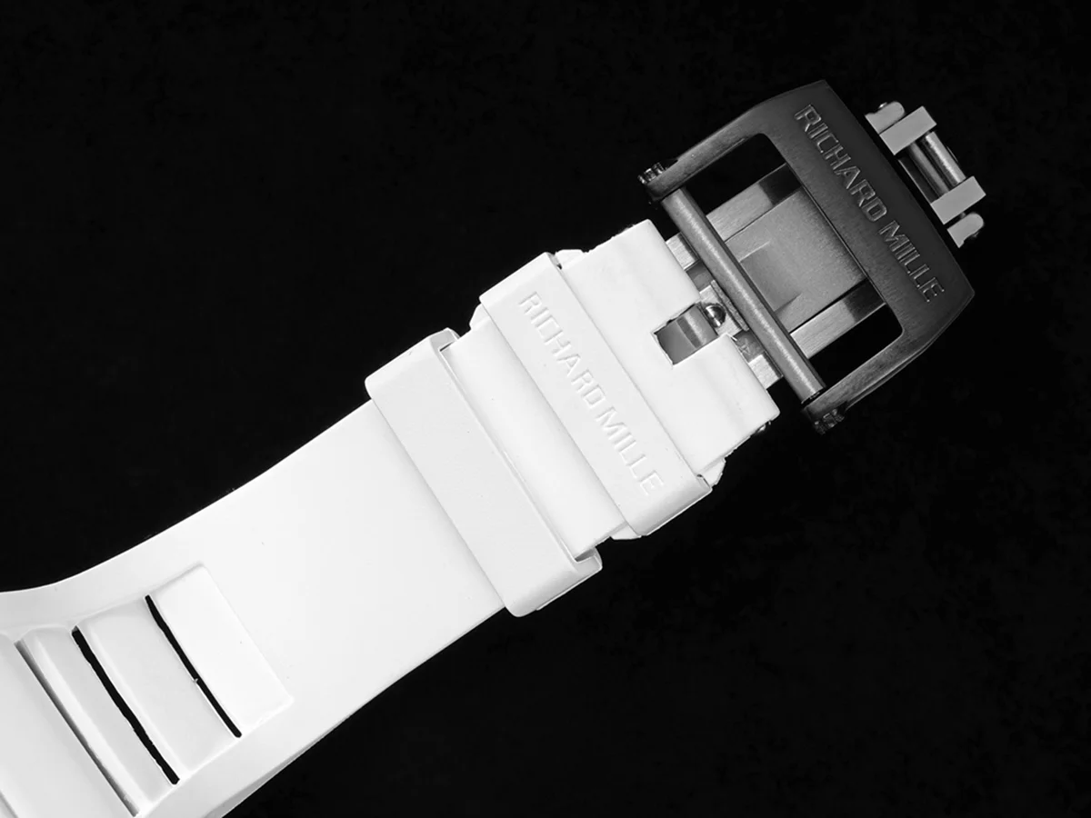 RM 027-02 Tourbillon Rafael Nadal White NTPT on White Rubber Strap