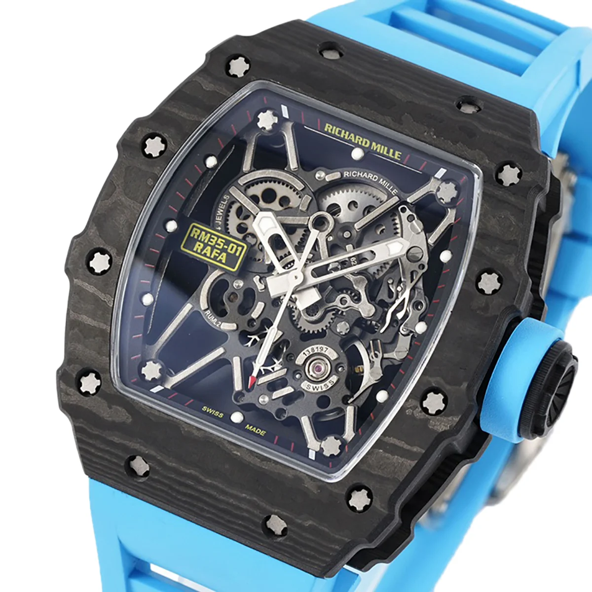 RM 035-01 Rafael Nadal NTPT Carbon on Blue Rubber Strap (Sonic)