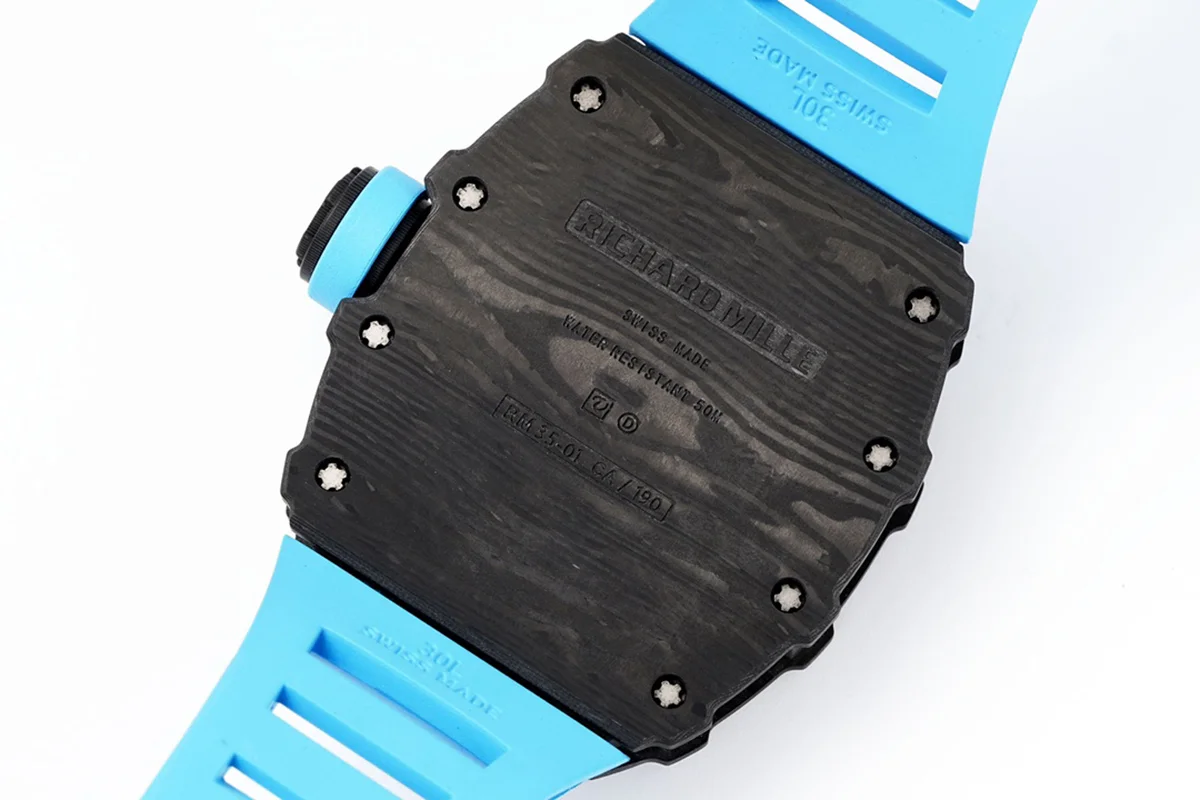 RM 035-01 Rafael Nadal NTPT Carbon on Blue Rubber Strap (Sonic)