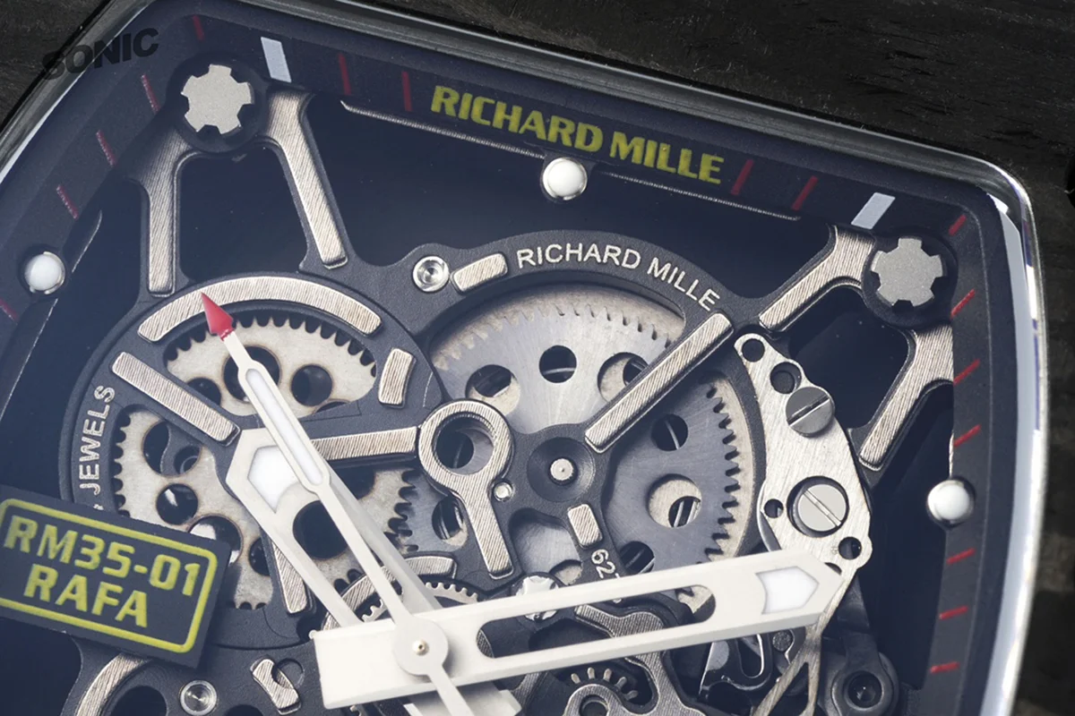 RM 035-01 Rafael Nadal NTPT Carbon on Yellow Rubber Strap (Sonic)