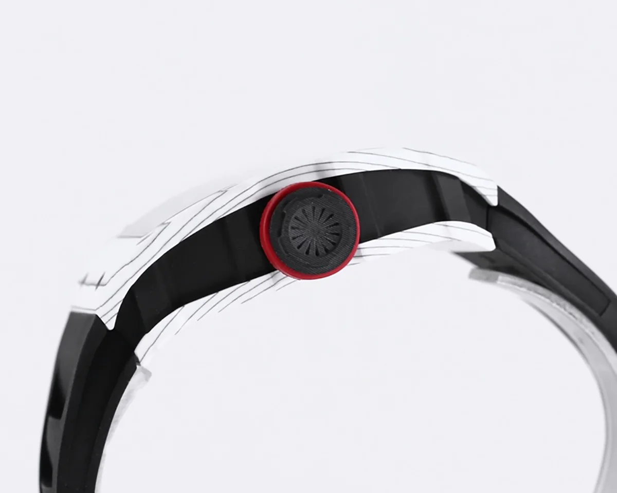 RM 035-01 Rafael Nadal White NTPT on Black Rubber Strap