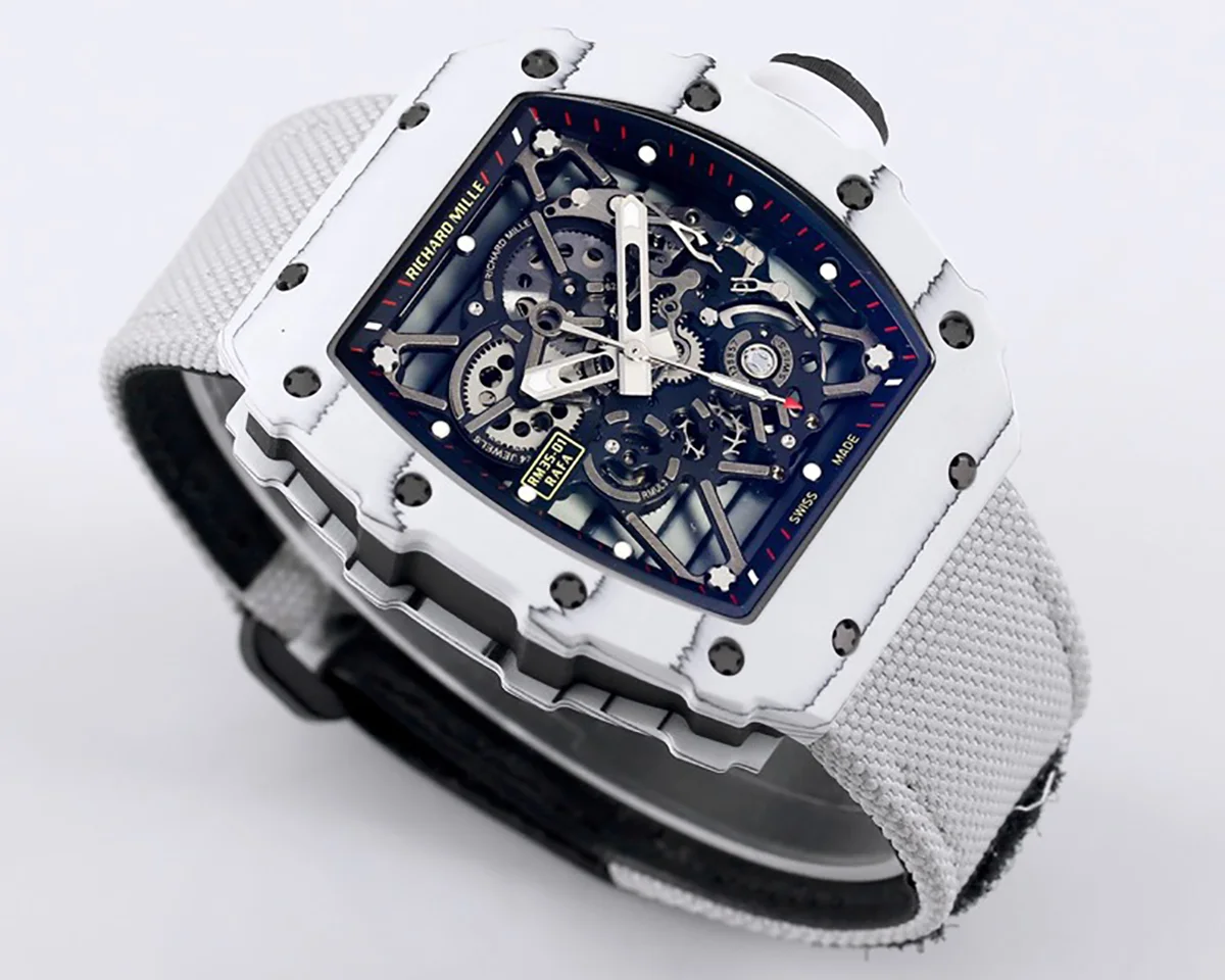 RM 035-01 Rafael Nadal White NTPT on White Nylon Strap