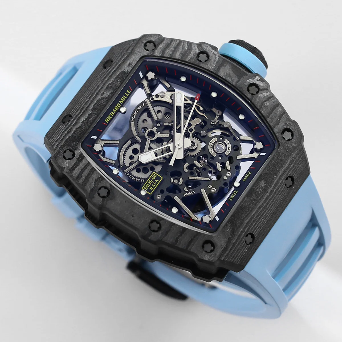 RM 035-02 Rafael Nadal NTPT Carbon on Blue Rubber Strap