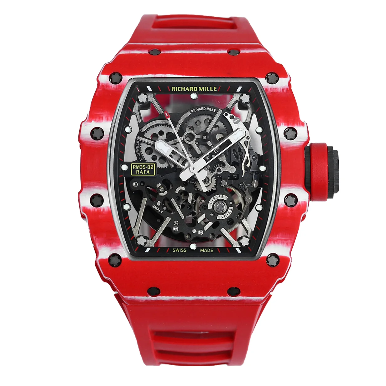 RM 035-02 Rafael Nadal TPT Red on Red Rubber Strap