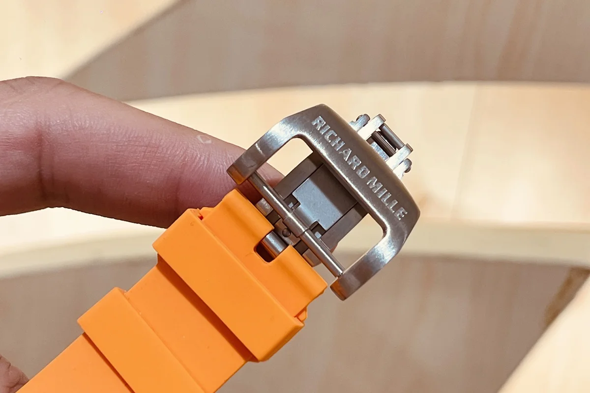 RM047 Tourbillon Samurai Sapphire on Orange Rubber Strap