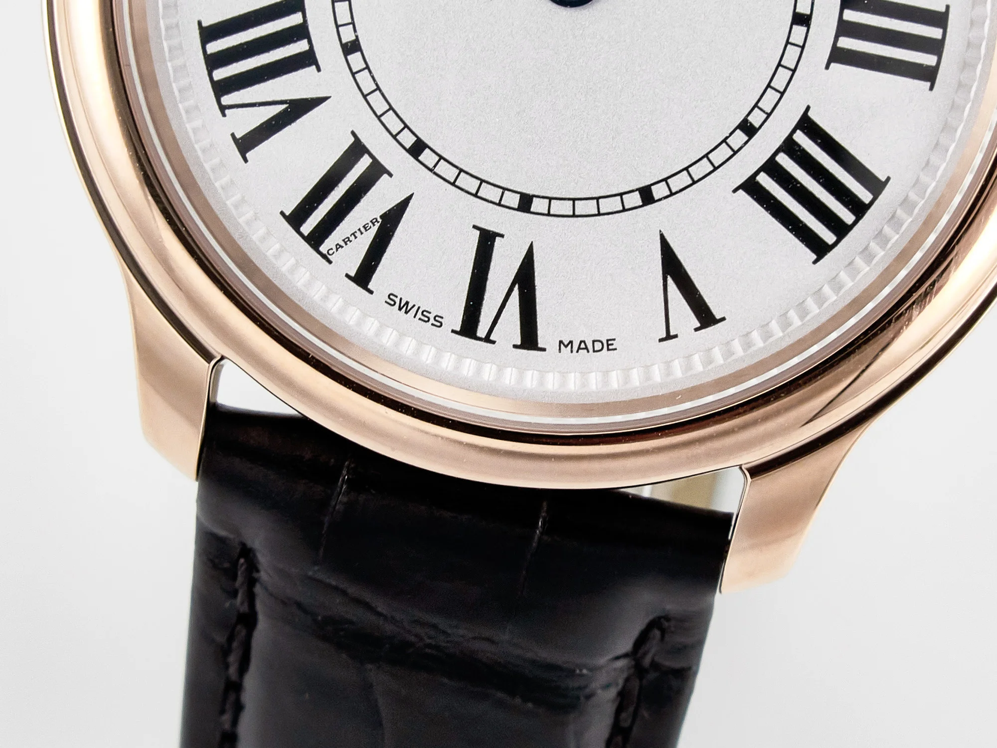 Ronde De Cartier 36mm RG DRF 1:1 Best Edition Sandblasted Silver-Plated White Dial on Black Leather Strap Ronda Quartz