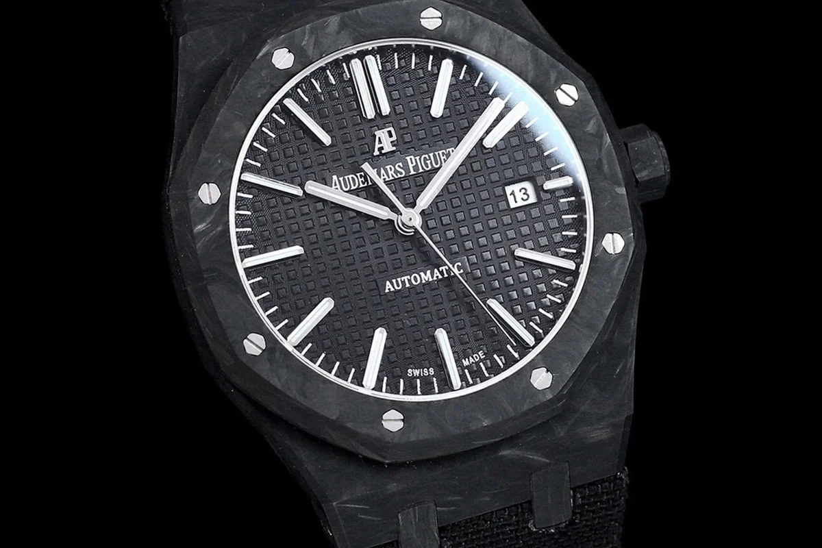 Royal Oak 15400 Black Dial in Carbon Fibre on Black Nylon Strap
