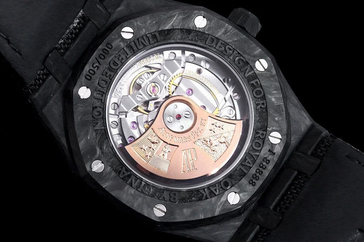 Royal Oak 15400 Black Dial in Carbon Fibre on Black Nylon Strap