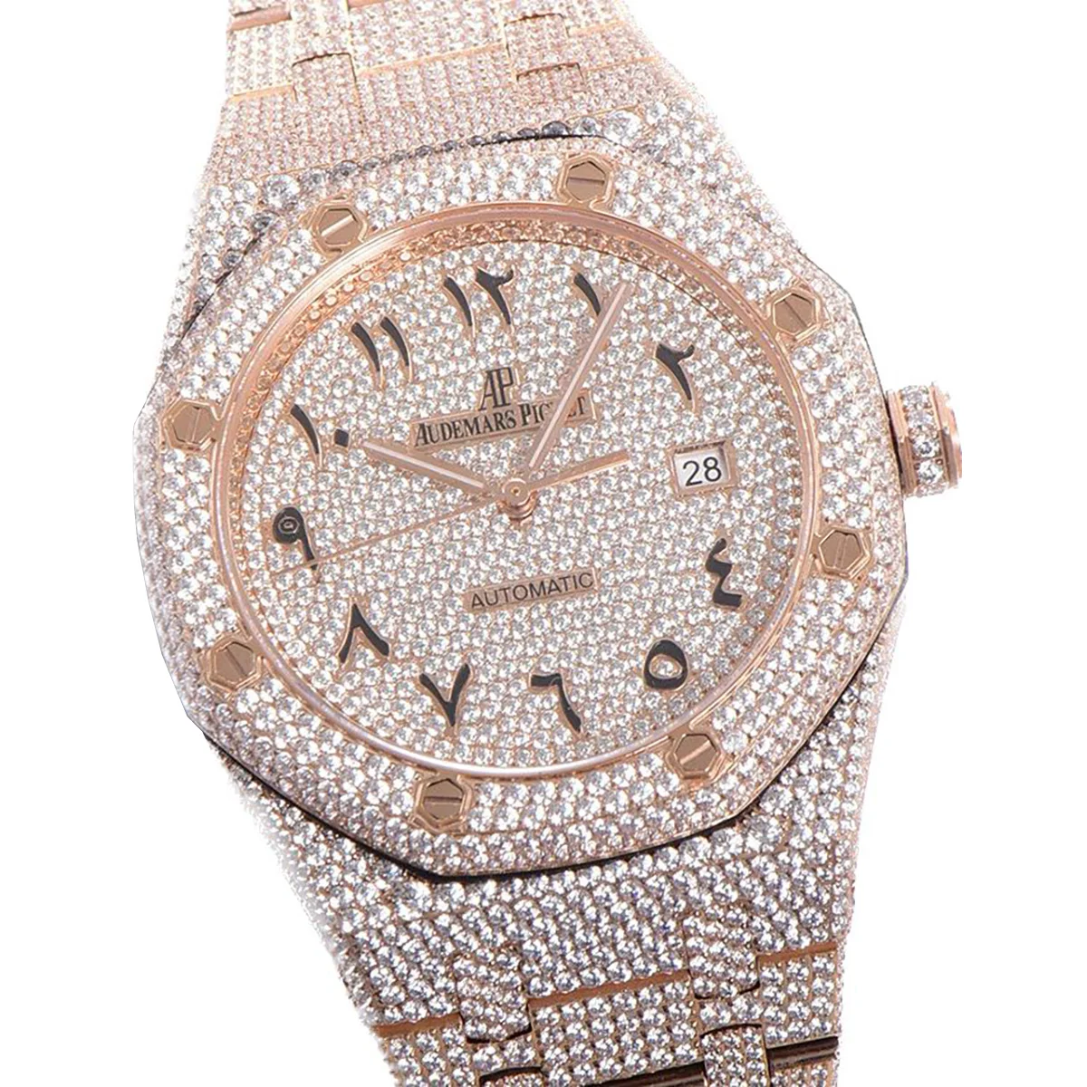 Royal Oak 41mm 15400 Iced Out Rose Gold in Arabic Markers