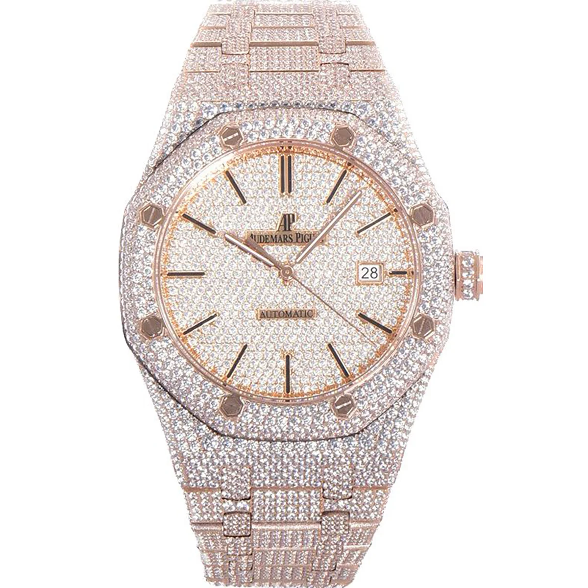 Royal Oak 41mm 15400 Iced Out Rose Gold in Stick Markers