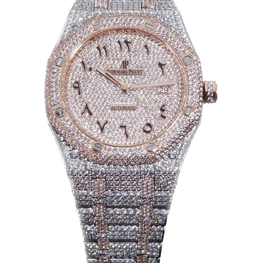Royal Oak 41mm 15400 Iced Out Steel/Rose Gold in Arabic Markers