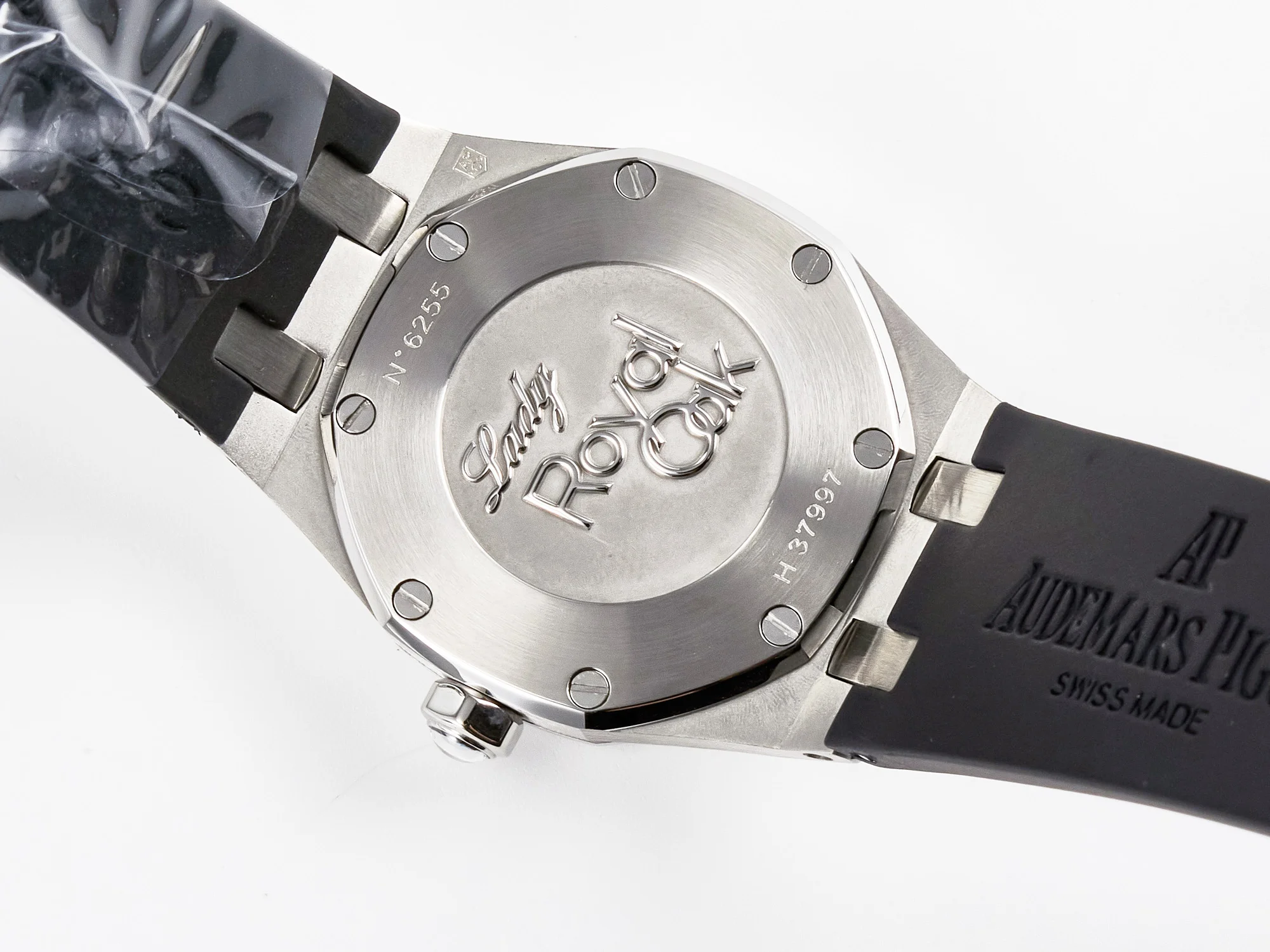 Royal Oak Offshore Ladies 33mm SS DRF Best Edition Black Dial Diamonds Bezel on Black Rubber Strap ETA Quartz
