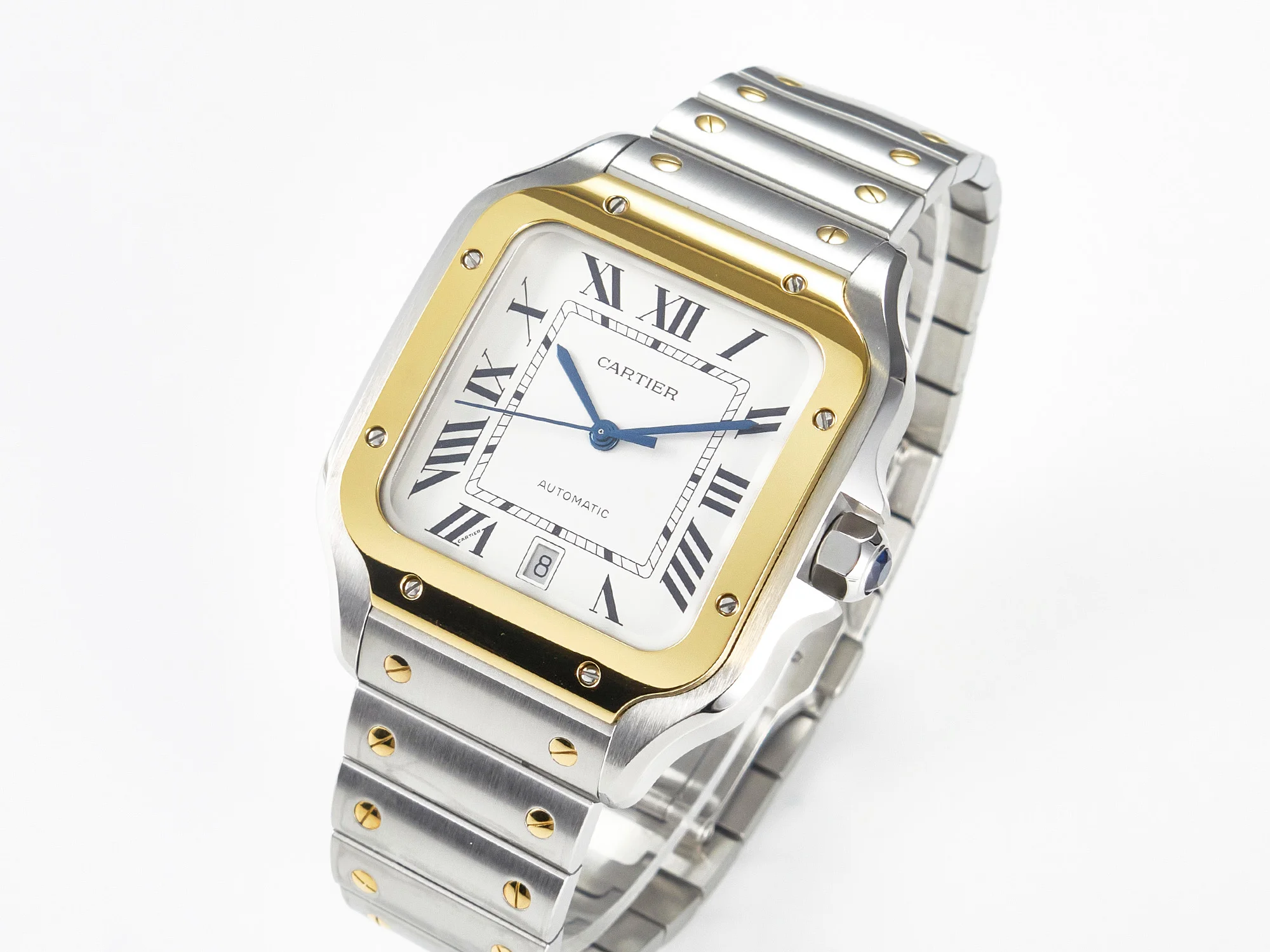 Santos de Cartier 40mm 2018 BVF 1:1 Best Edition YG Bezel White Dial on SS SmartLinks Bracelet MIYOTA 9015