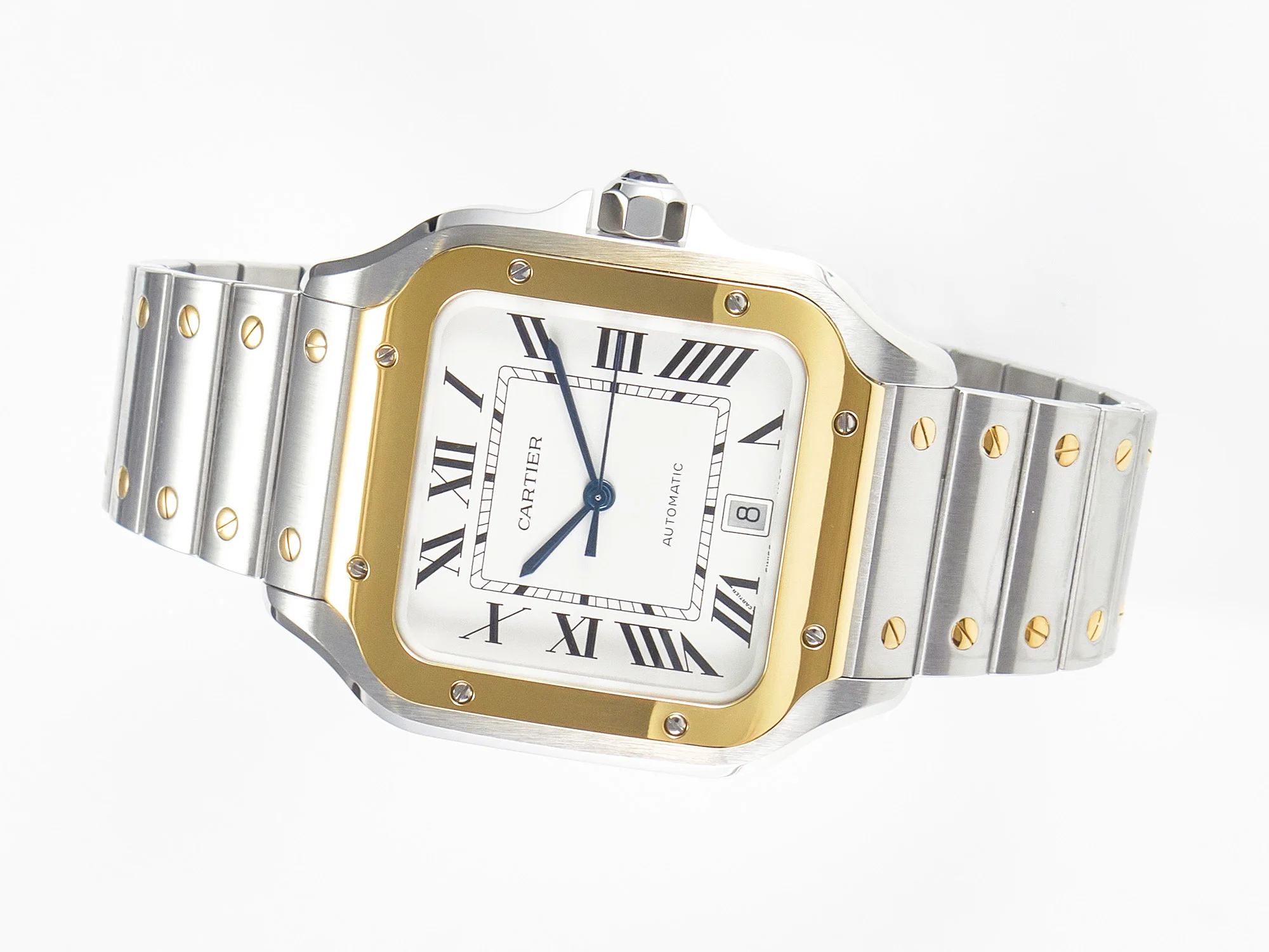 Santos de Cartier 40mm 2018 BVF 1:1 Best Edition YG Bezel White Dial on SS SmartLinks Bracelet MIYOTA 9015