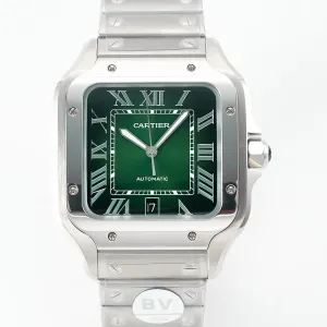 Santos de Cartier 40mm SS 2018 BVF 1:1 Best Edition Green Dial on SS SmartLinks Bracelet MIYOTA 9015 V2