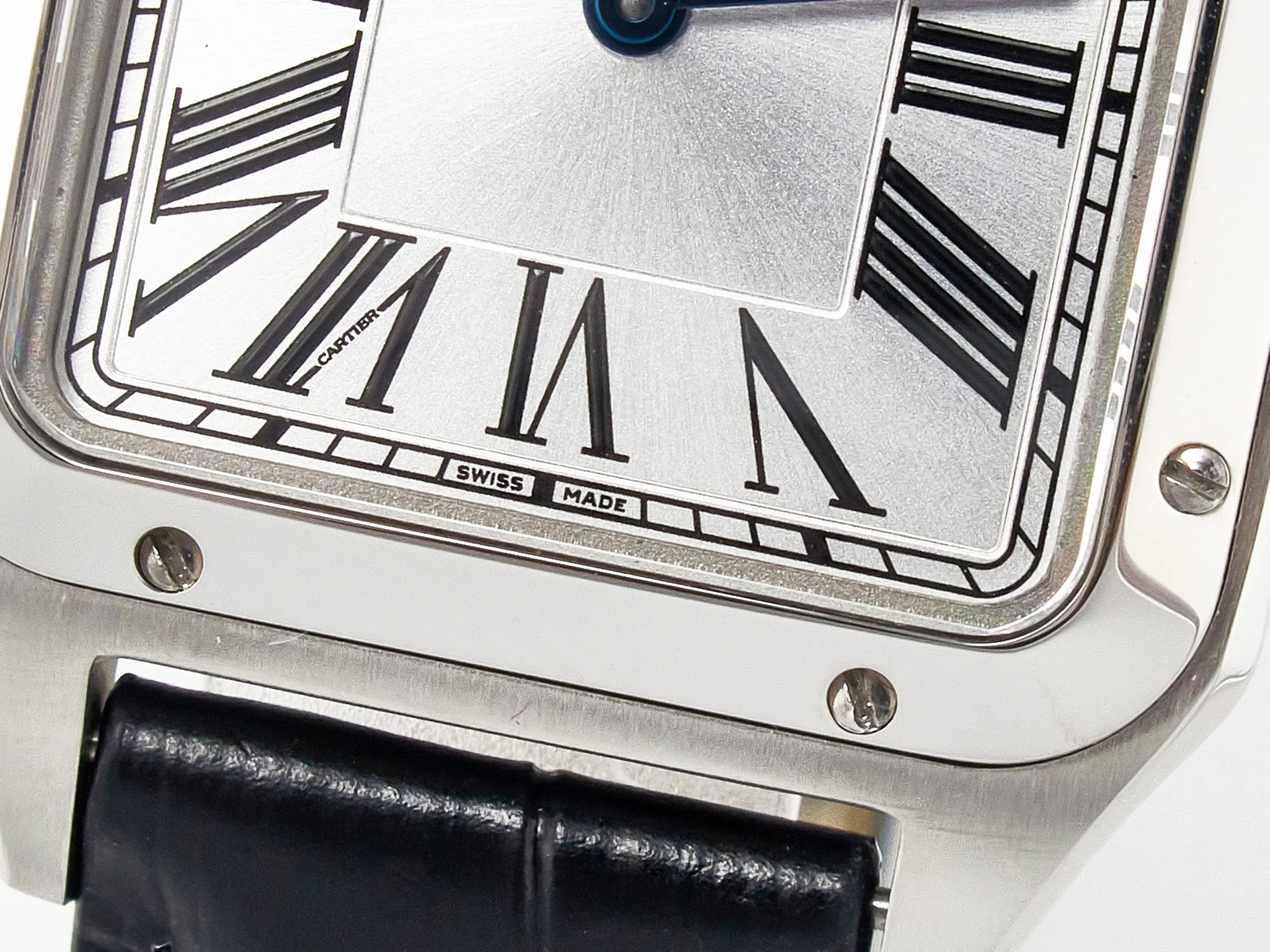 Santos Dumont 27.5mm IWSF Best Edition Silver Dial on Black Leather Strap Quartz