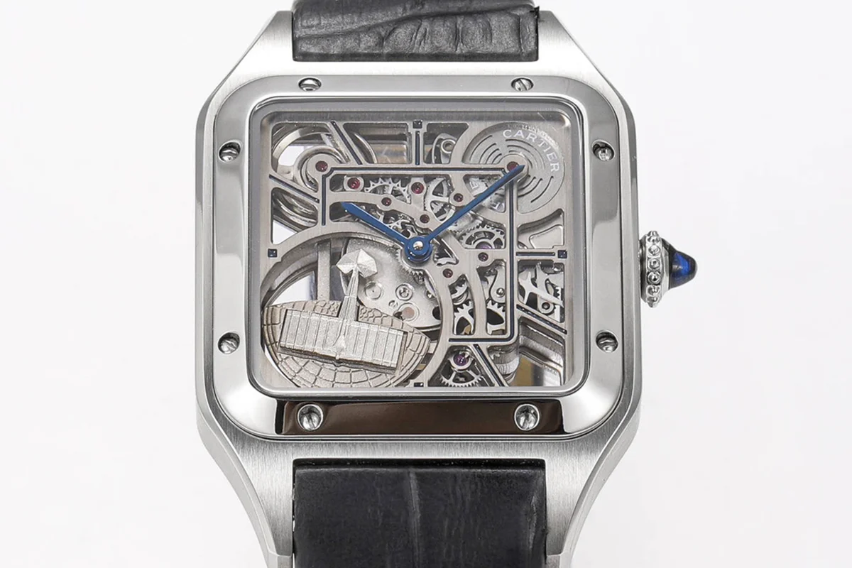 Santos-Dumont (Large) Skeleton Watch in Steel