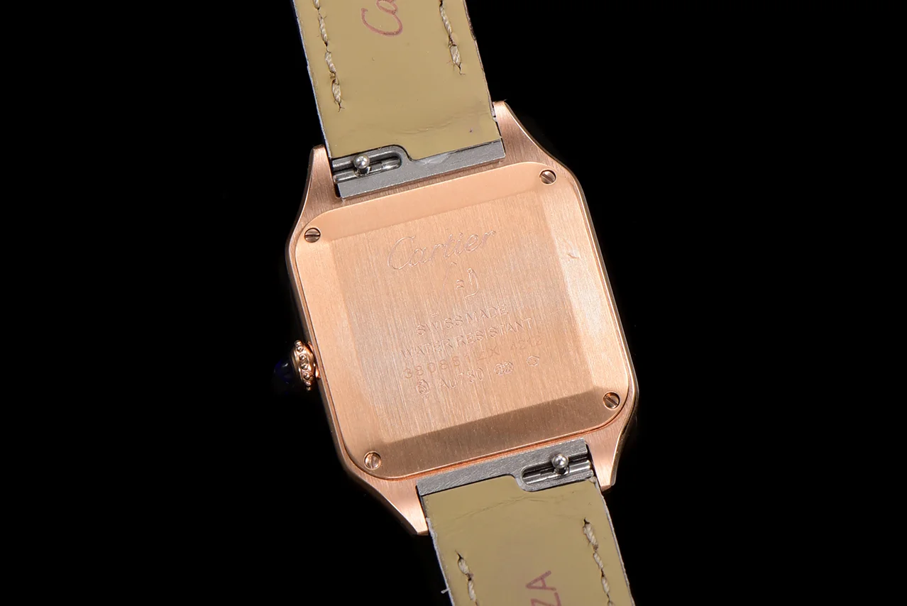 Santos-Dumont (Small) Silver Dial in Rose Gold on Purple Leather Strap Ref. WGSA0022