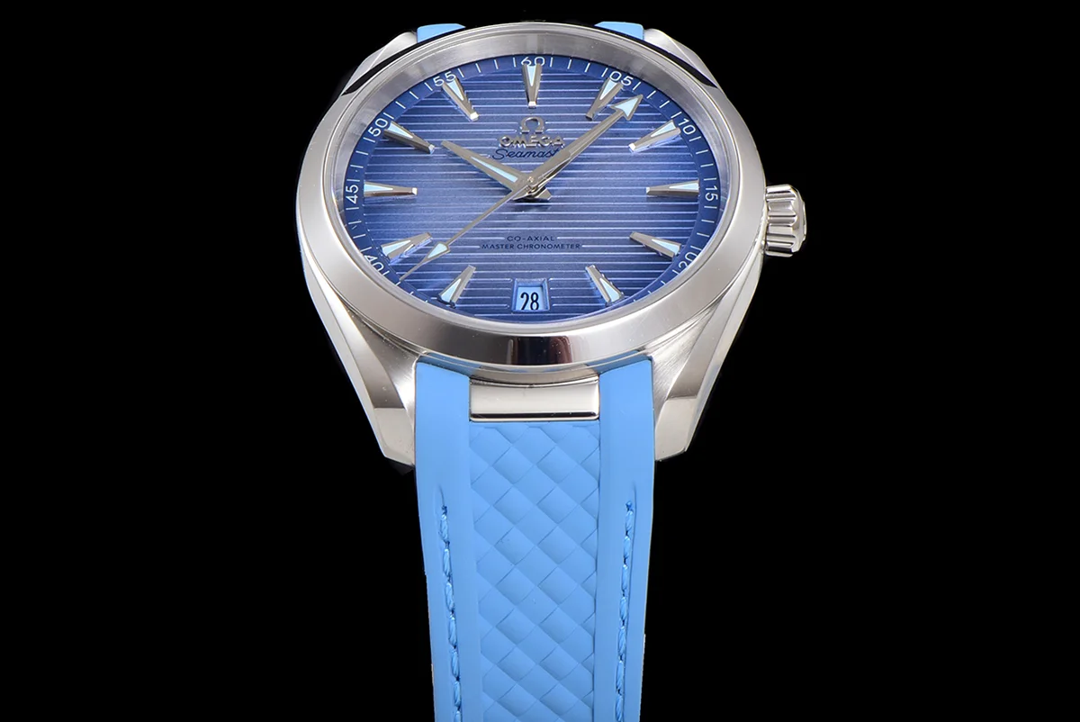 Seamaster Aqua Terra 150m Co-Axial Master Chronometer 41mm Light Blue Dial on Rubber Strap