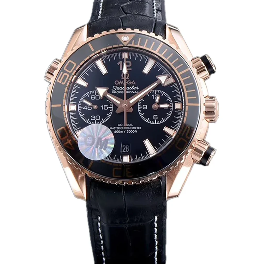 Seamaster Planet Ocean 600M 45.5mm Sedna™ Gold on Black Leather Strap