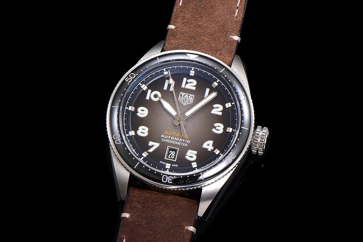 Tag Heuer Autavia Caliber 5 Black Dial with Black Ceramic Bezel on LeatherStrap