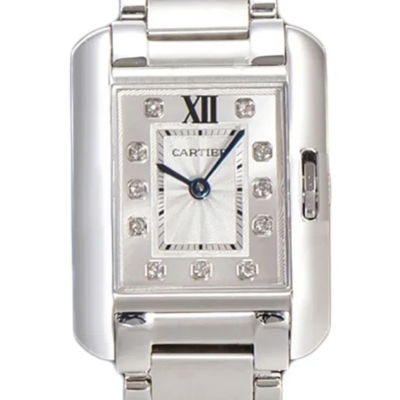 Tank Anglaise 30.2mm White Dial with Diamond Marker in Steel