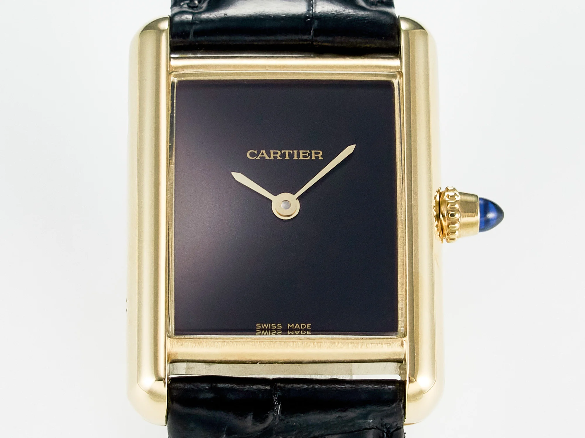 Tank Louis Cartier Small YG 29mm DRF 1:1 Best Edition Black Dial on Black Leather Strap Swiss Quartz