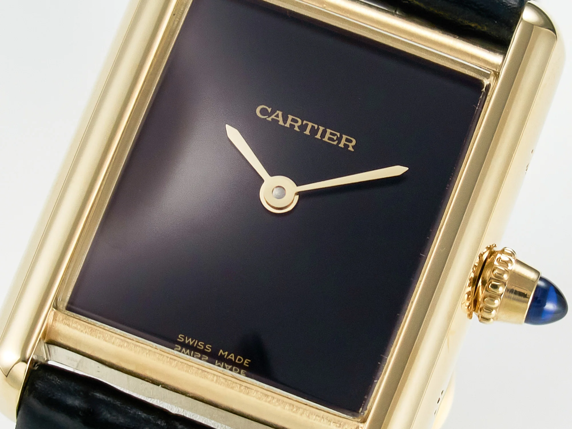 Tank Louis Cartier Small YG 29mm DRF 1:1 Best Edition Black Dial on Black Leather Strap Swiss Quartz