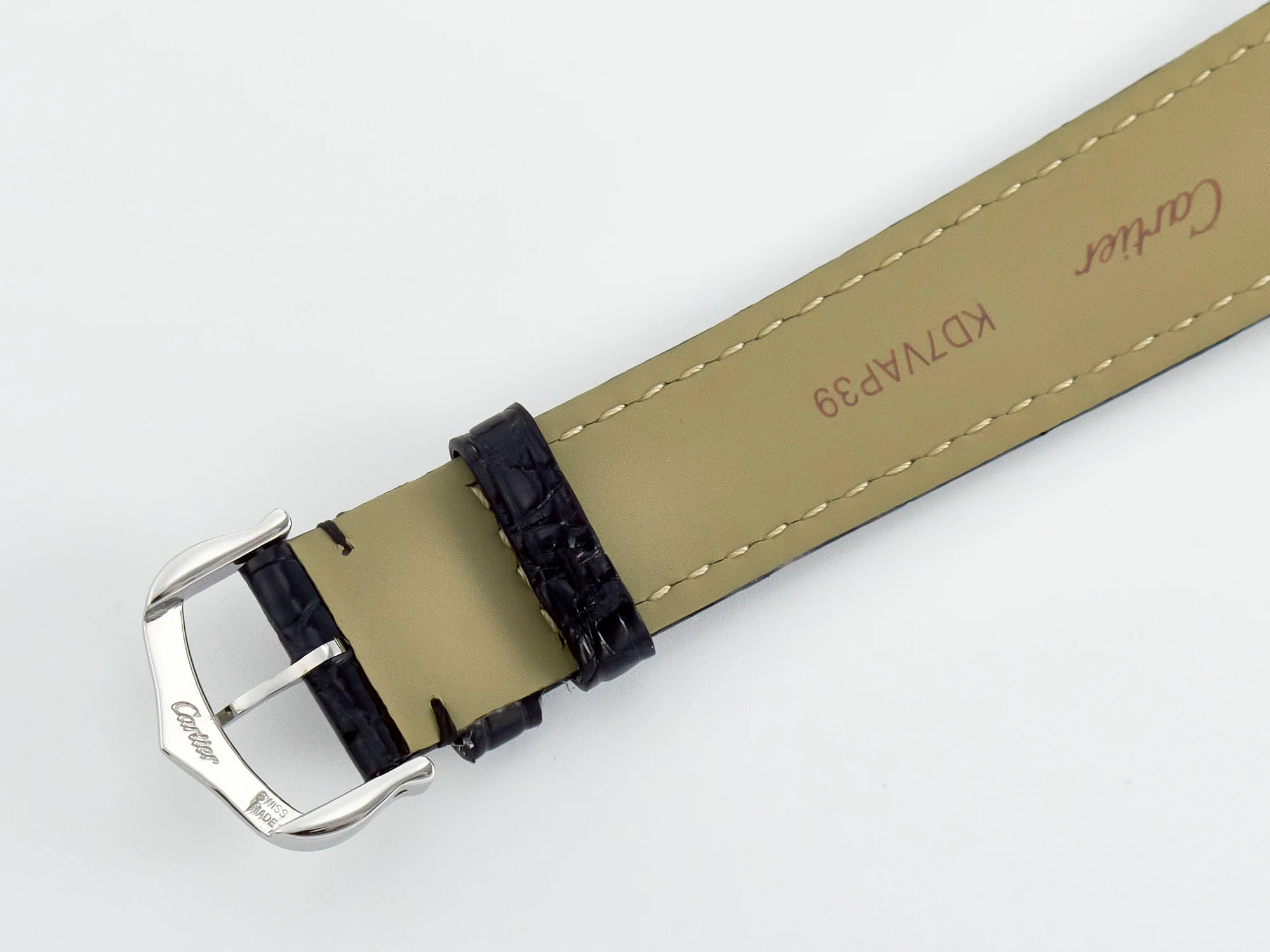 Tank Must Large SS 33.7mm DRF 1:1 Best Edition Black Dial on Black Leather Strap Swiss Quartz