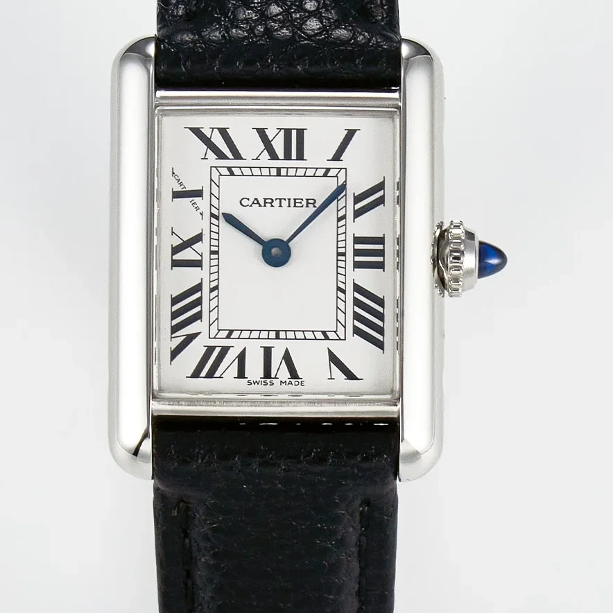 Tank Must Small SS 29mm DRF 1:1 Best Edition White Dial on Black Leather Strap Swiss Quartz