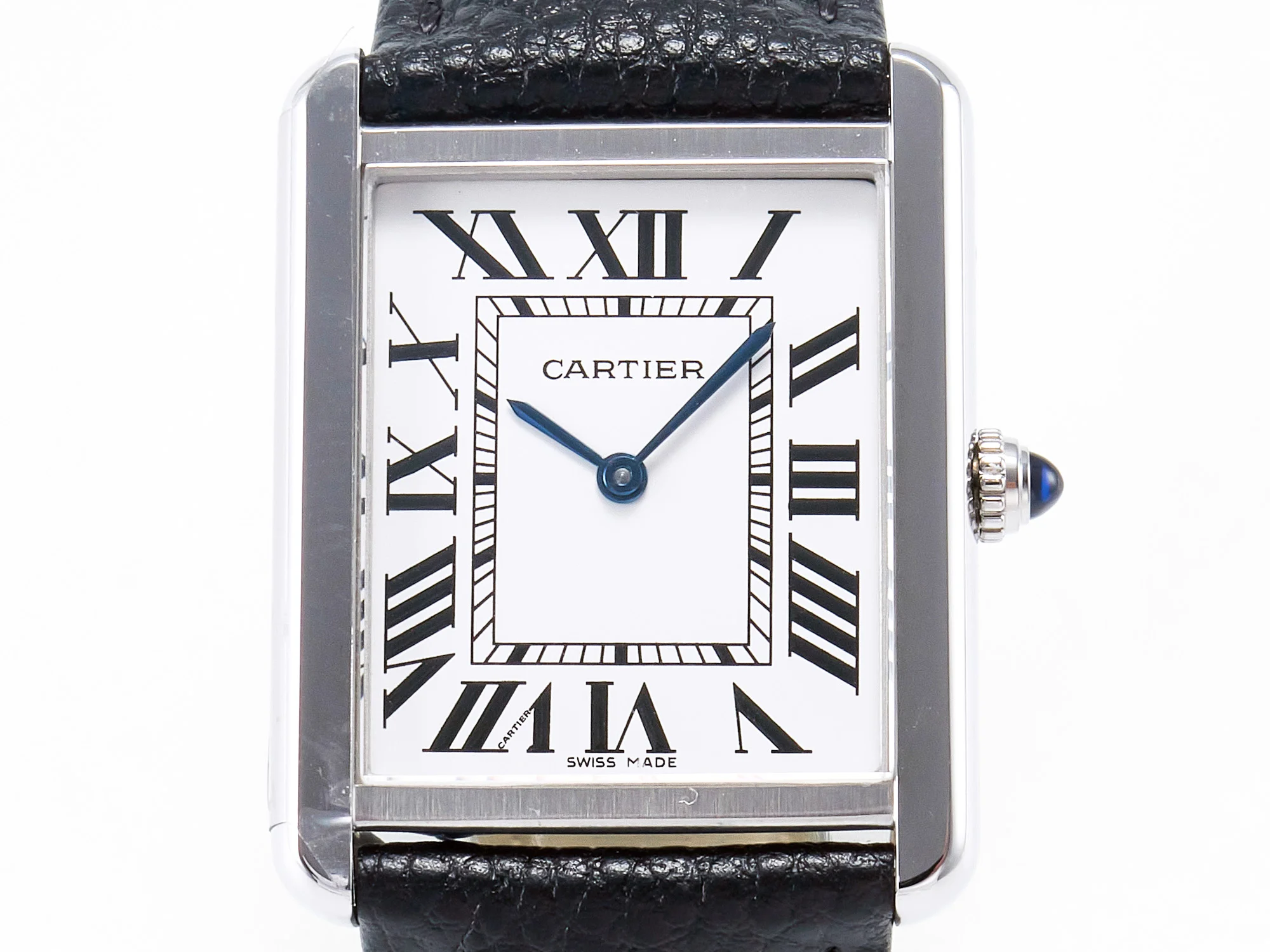 Tank Solo Ladies 33.7mm SS AF 1:1 Best Edition White Dial on Black Leather Strap Ronda Quartz