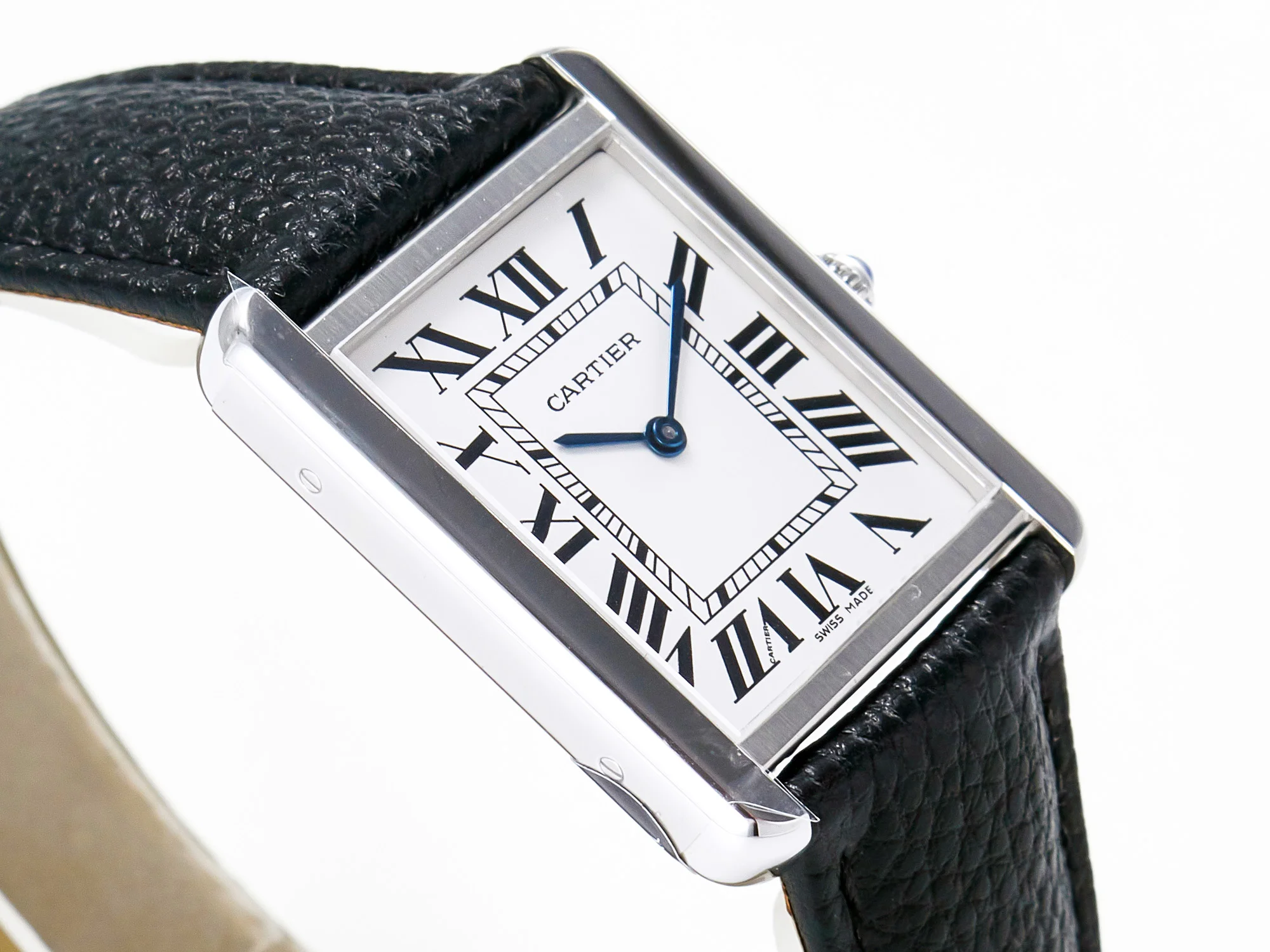 Tank Solo Ladies 33.7mm SS AF 1:1 Best Edition White Dial on Black Leather Strap Ronda Quartz