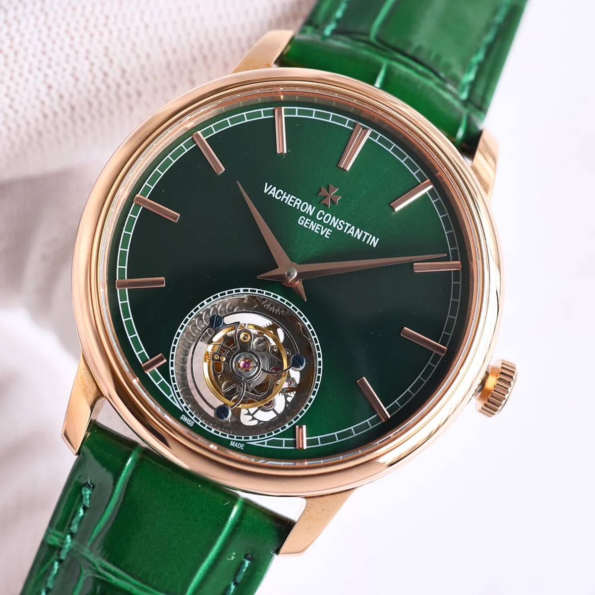 Traditionelle Tourbillon Green Dial in Rose Gold