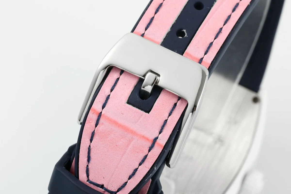 Vanguard Moonphase V32 Blue Dial in Ceramic on Pink Strap