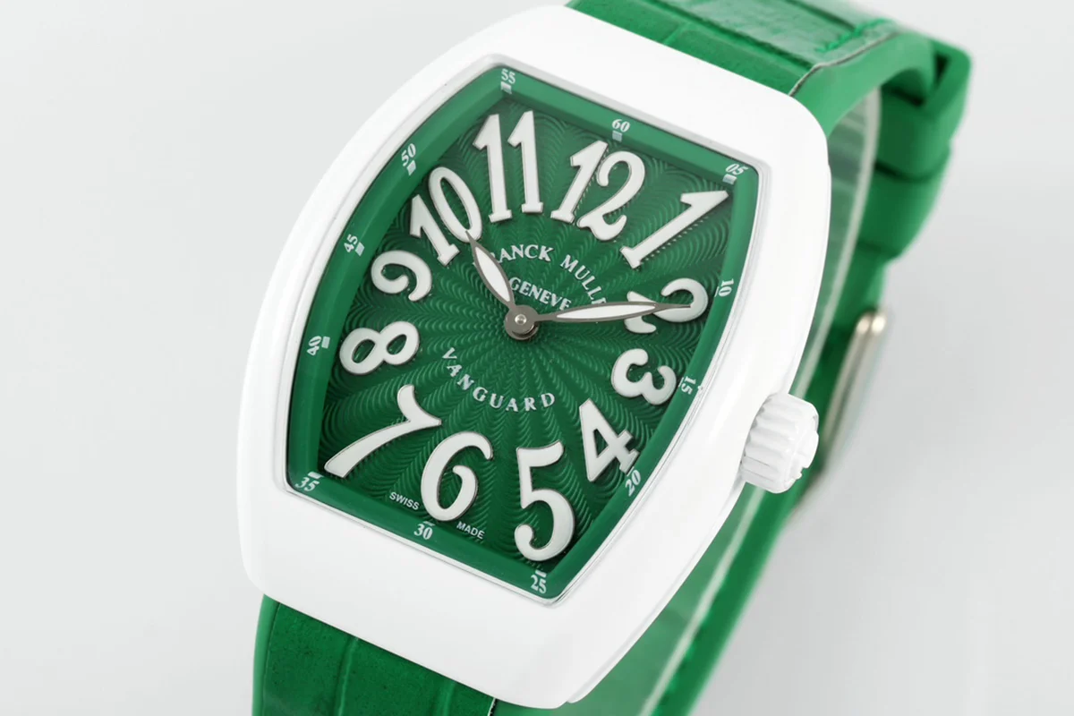 Vanguard Moonphase V32 Green Dial in Ceramic on Green Strap