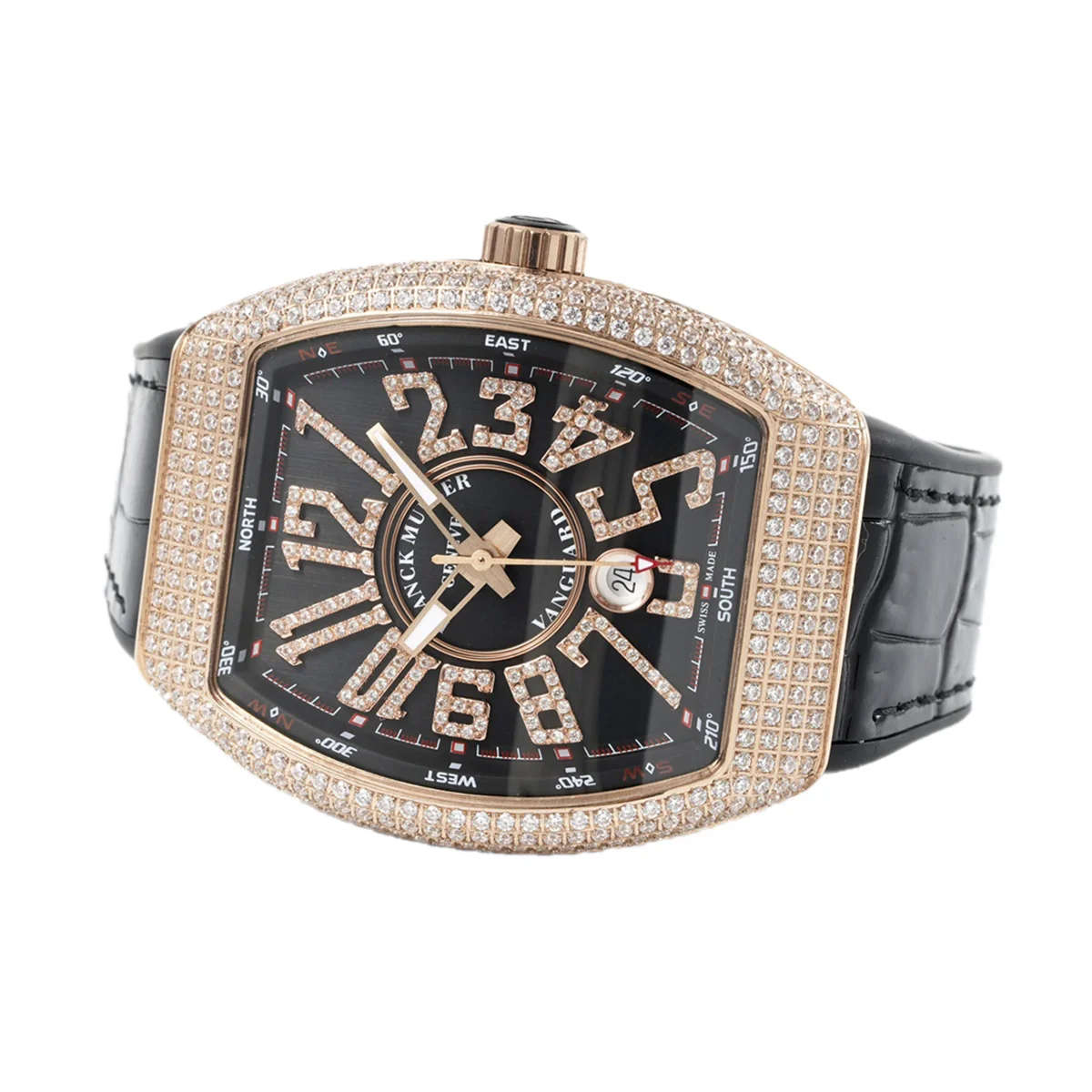 Vanguard V45 Yachting Diamond Dial with White Markers and Diamond Bezel in Rose Gold