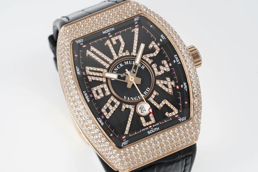 Vanguard V45 Yachting Diamond Dial with White Markers and Diamond Bezel in Rose Gold